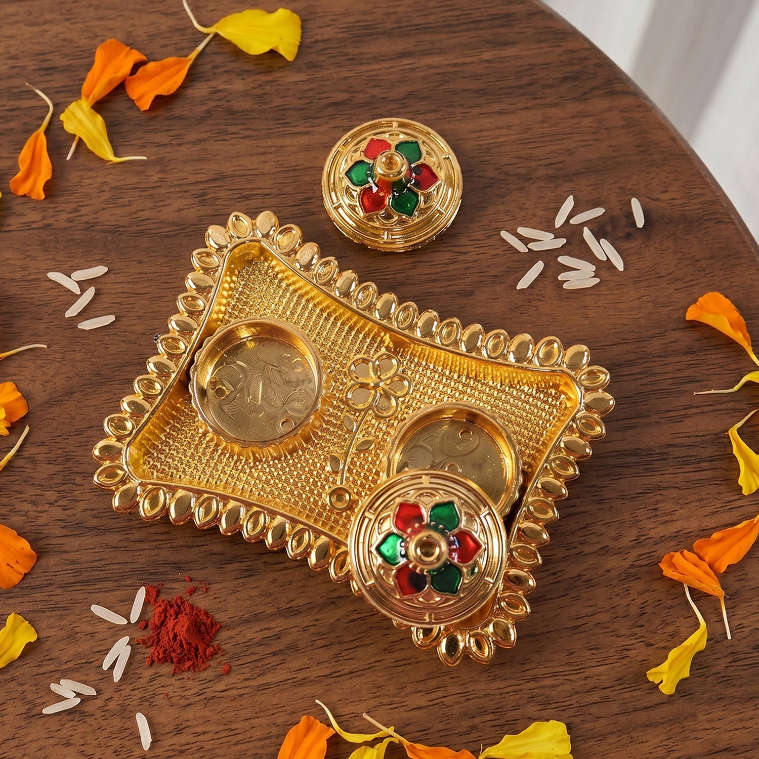 Rectangular kumkum holder detail