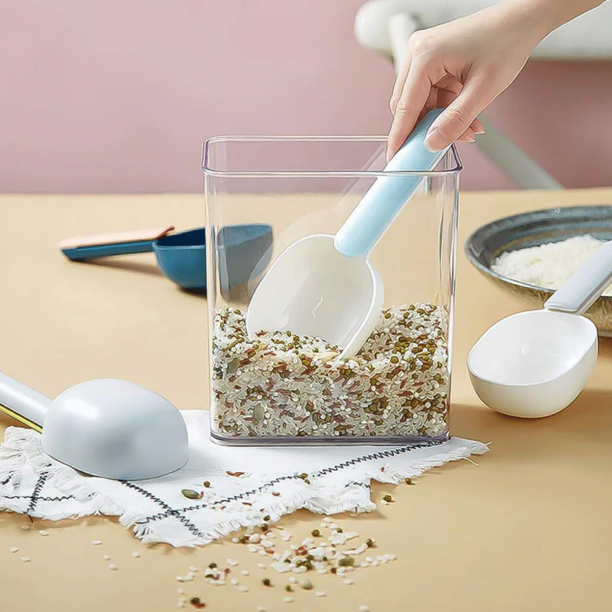 Plastic Measuring Spoon – Multi-Purpose Flour & Rice Scoop – close-up