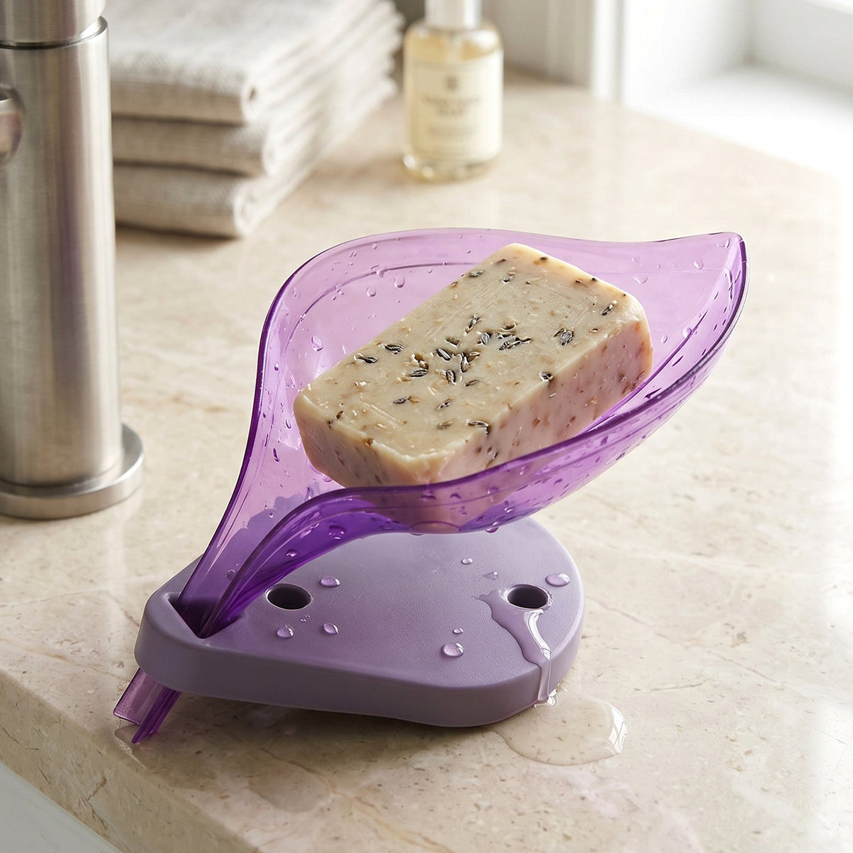 Leaf Shape Soap Tray – Self-Draining Holder – alternate view