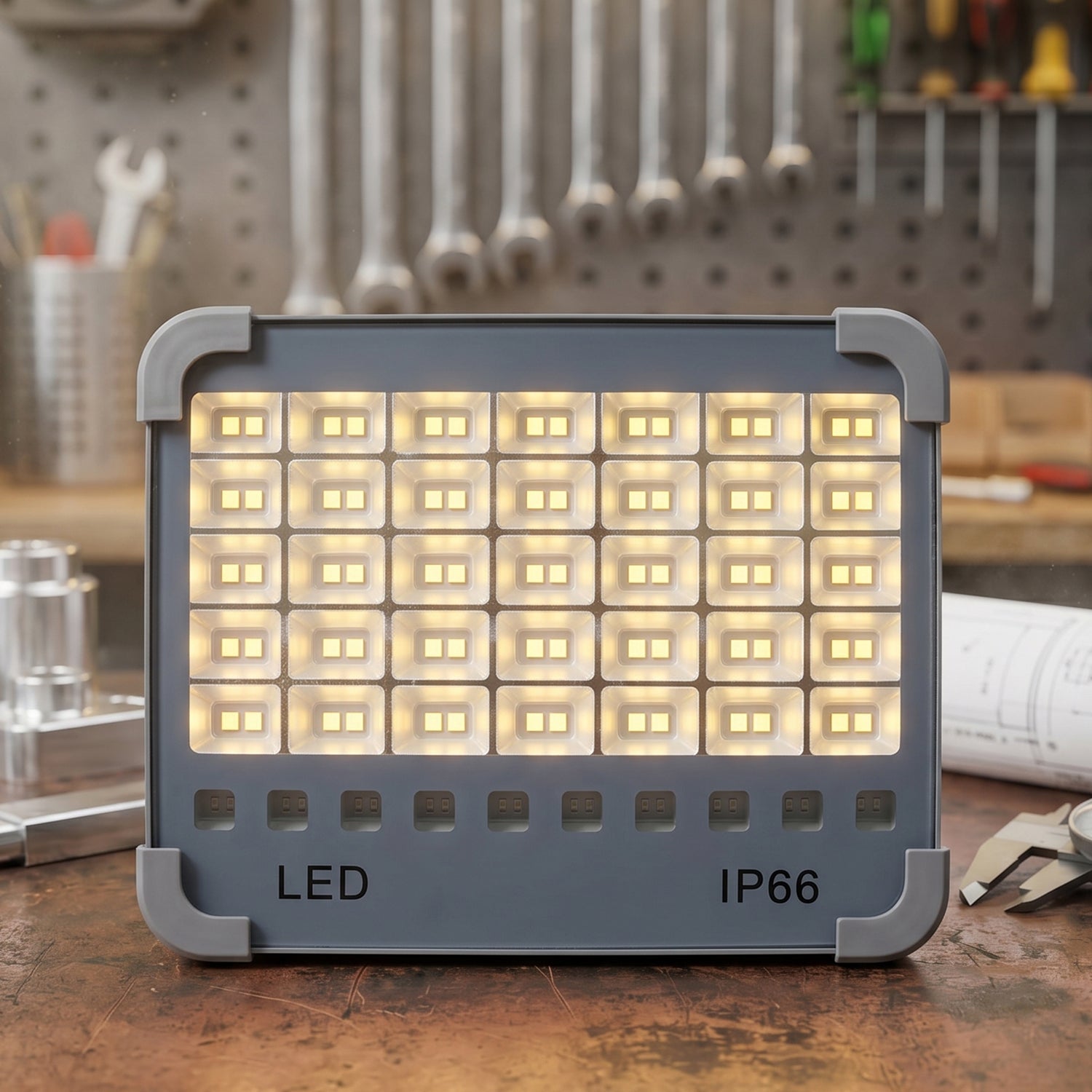 Solar flood light white bg
