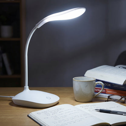 Flexible desk lamp with dimmable LED light for work and reading