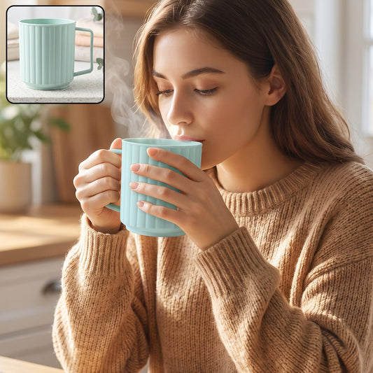 Unbreakable Plastic Drinking Mug with Handle for Coffee Tea