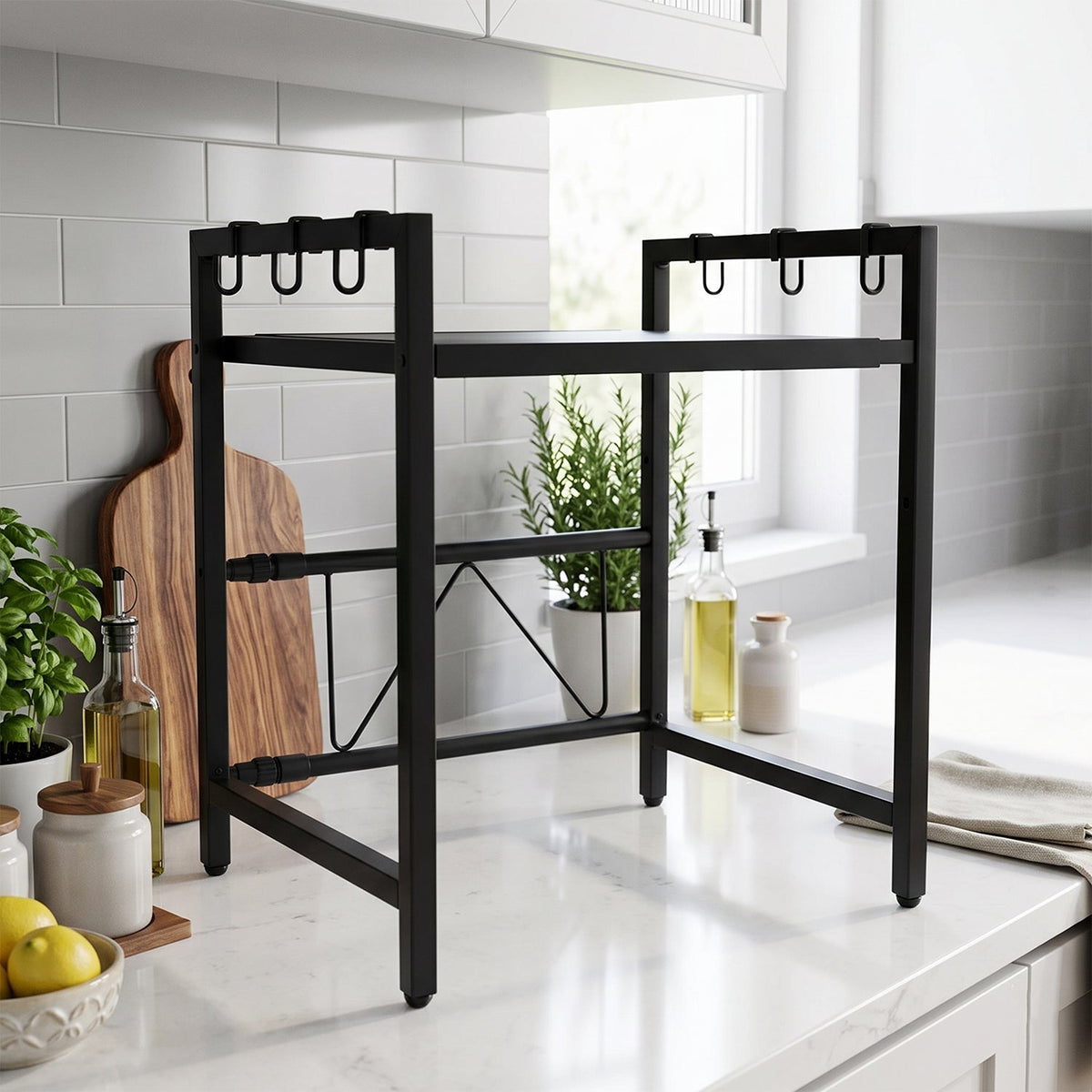 Adjustable Microwave Oven Storage Rack Metal Kitchen Shelf – view 7