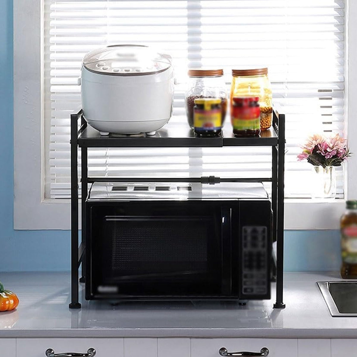Adjustable Microwave Oven Storage Rack Metal Kitchen Shelf – view 8