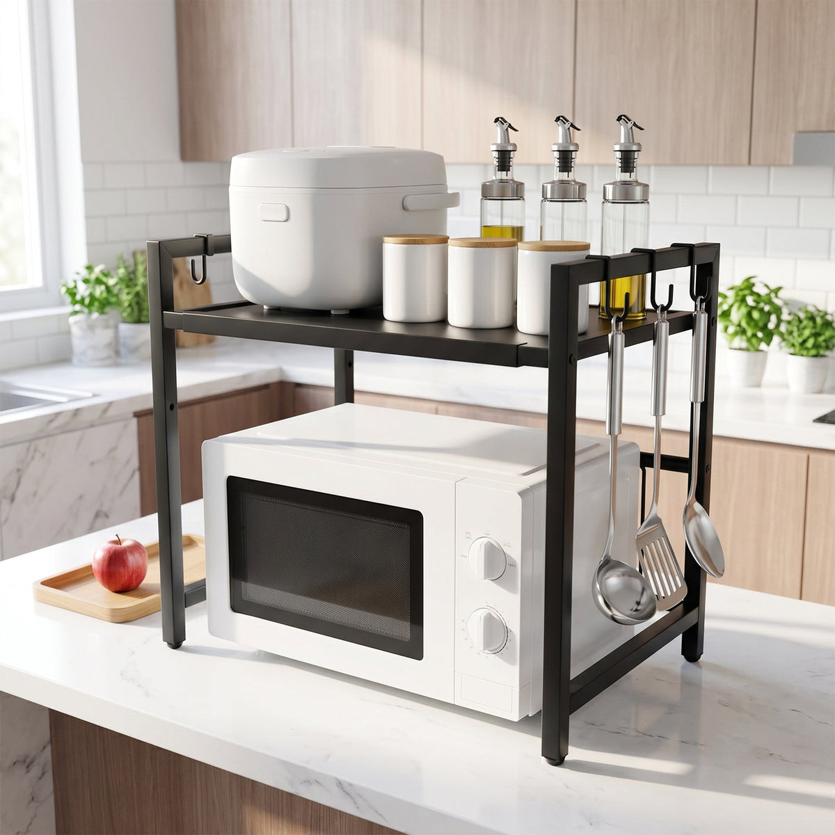 Adjustable Microwave Oven Storage Rack Metal Kitchen Shelf – view 9