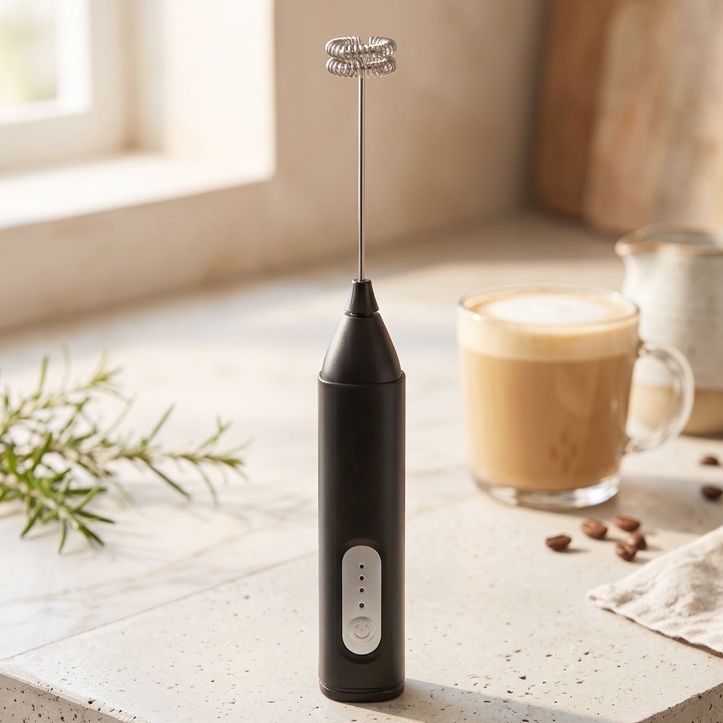 Mini electric frother for lattes, matcha and hot chocolate