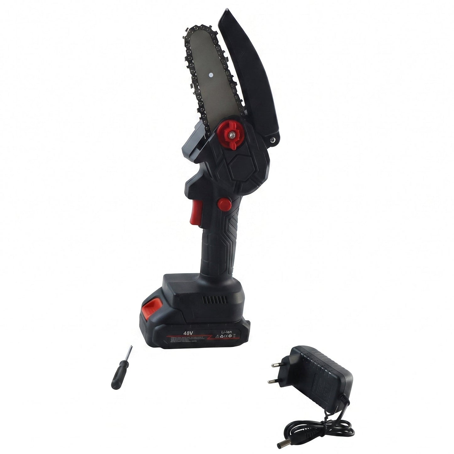 Electric chainsaw cutting branch