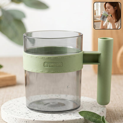 Transparent plastic cup with handle, reusable mug for water, tea and coffee (1 pc)