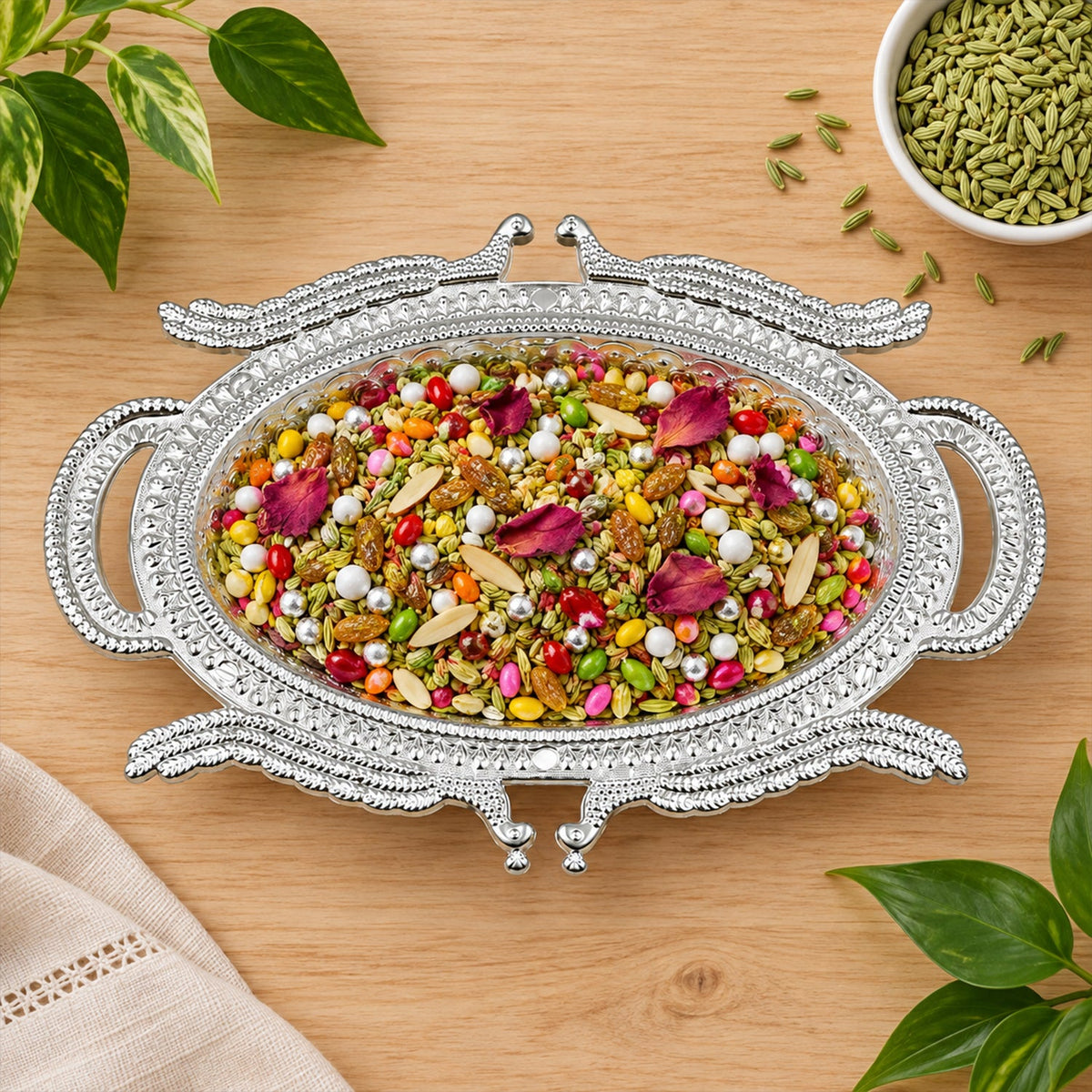 Mukhwas Serving Tray – Elegant Dry Fruit & Candy Plate