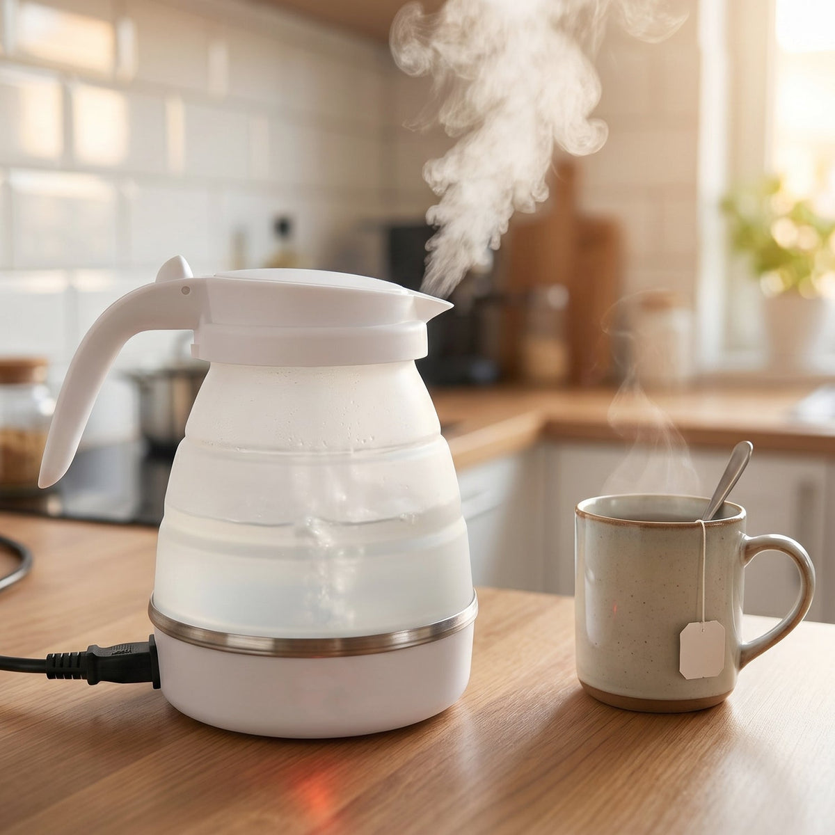 Collapsible Travel Electric Kettle 600ml Foldable Silicone – close-up