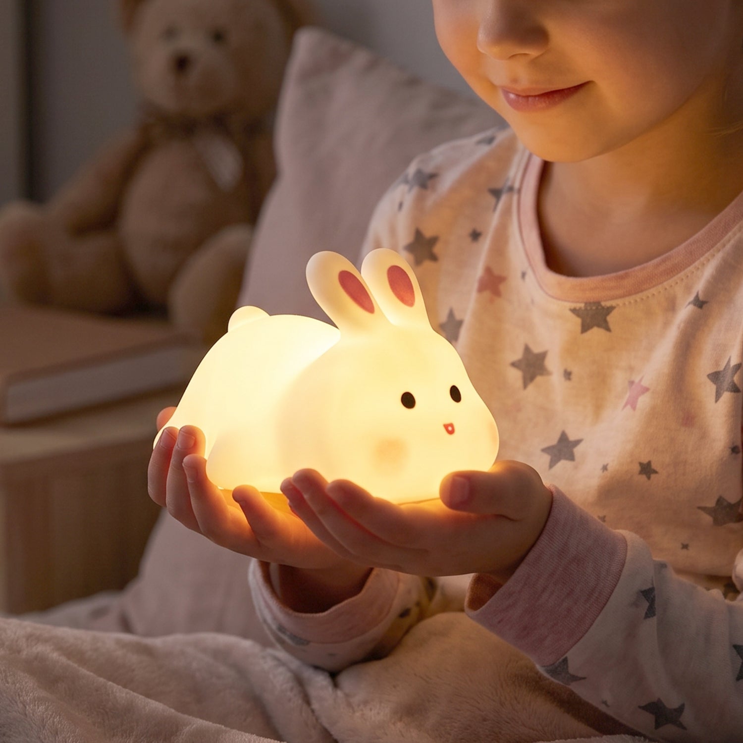 Cute rabbit bedside night light for kids rooms and nurseries