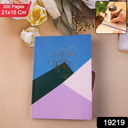 Hardcover Ruled Notebook – 200 Pages with Calendar, 21x15 cm – side view