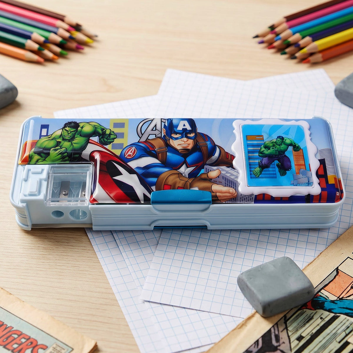 Kids Geometry Box – Multifunction Calculator & Sharpener – close-up