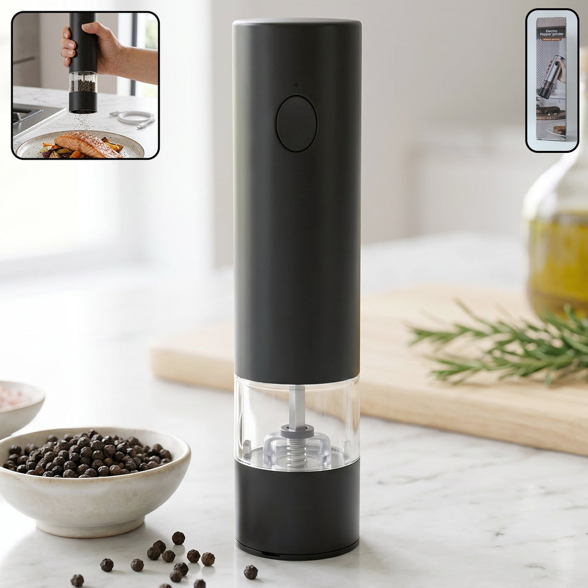 Electric Pepper Grinder – USB Rechargeable & One Touch