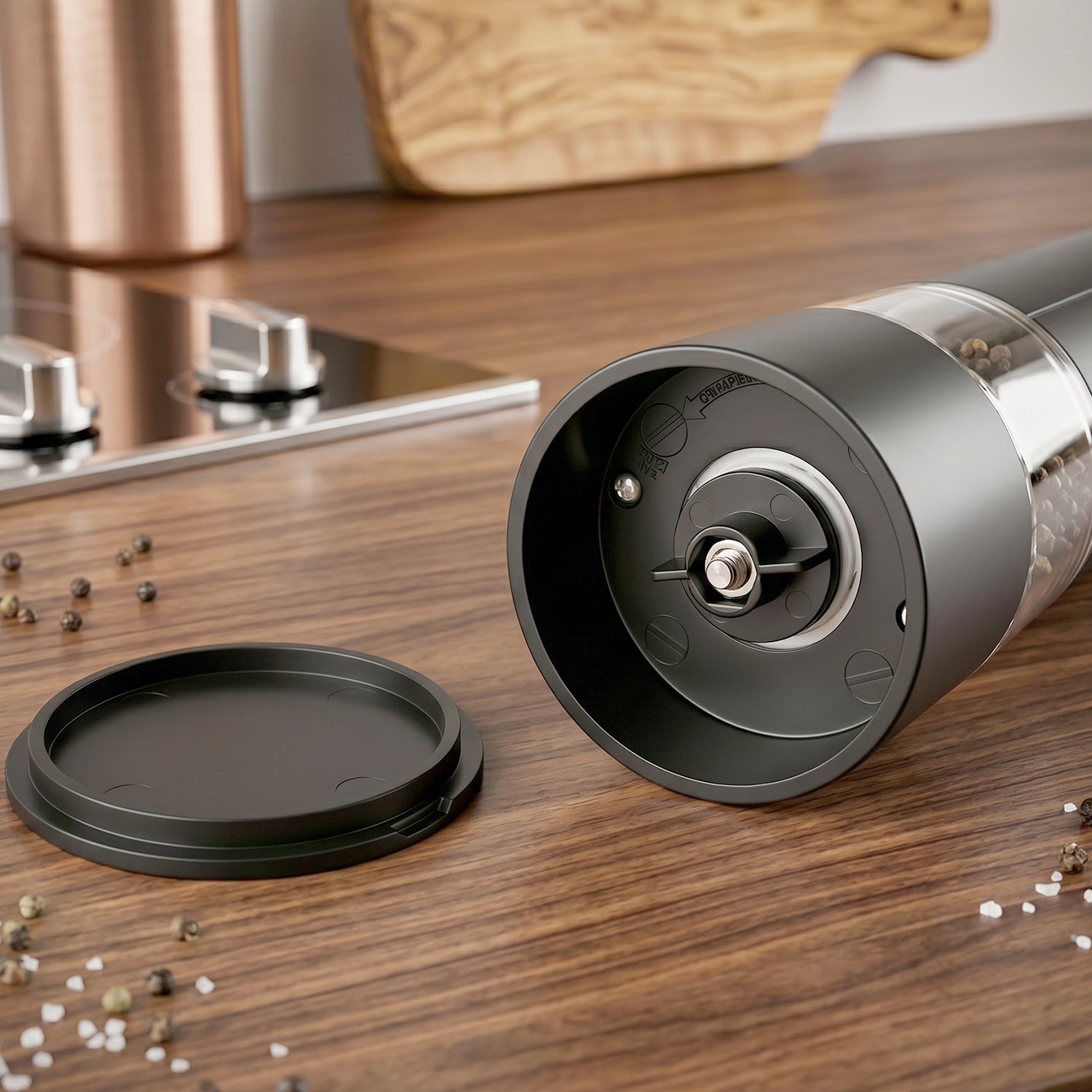 One touch salt pepper mill