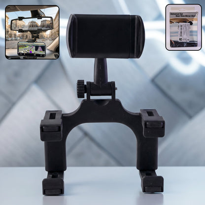 360 degree car rear view mirror mobile phone holder with adjustable mount (1 pc)