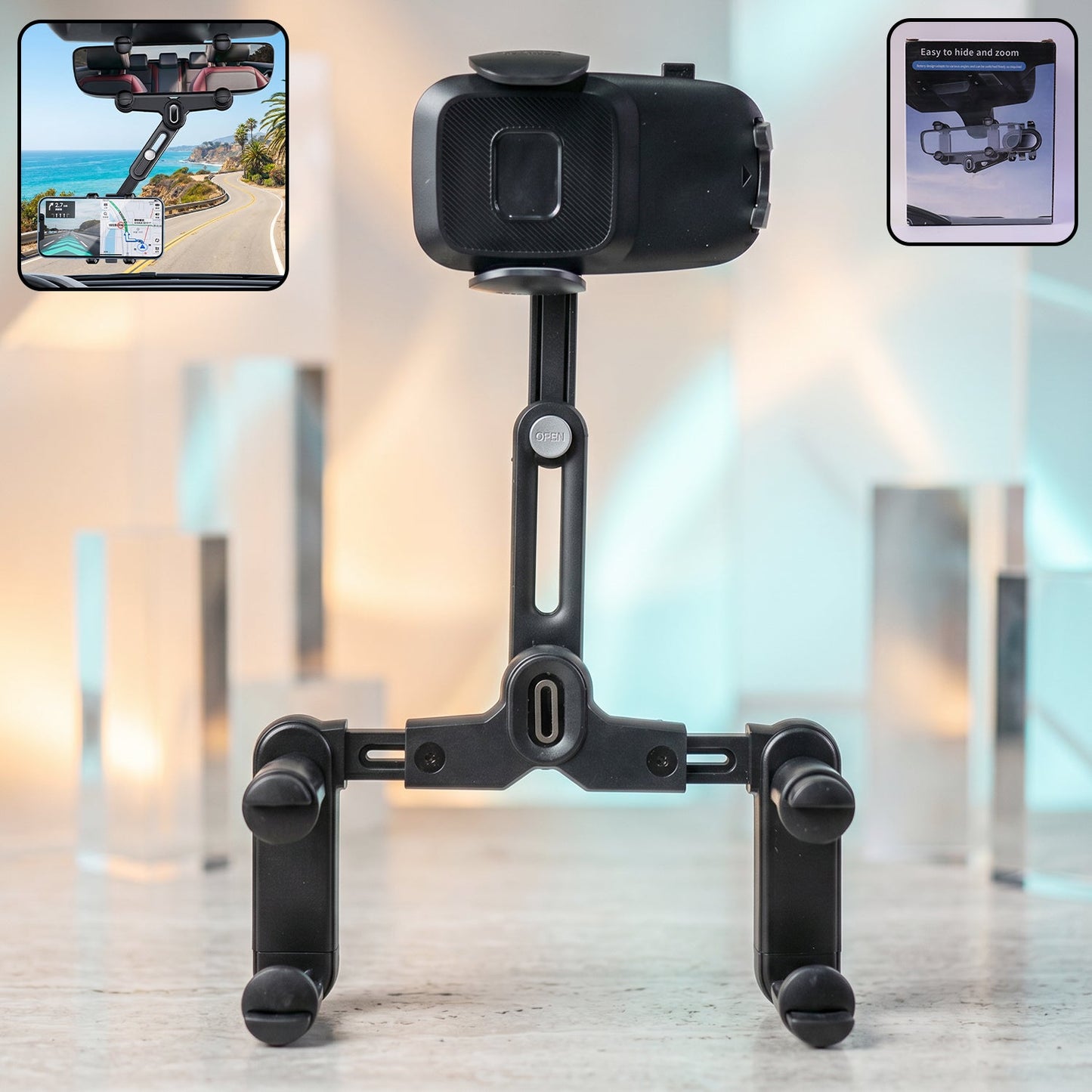 Car rearview mirror phone holder mount