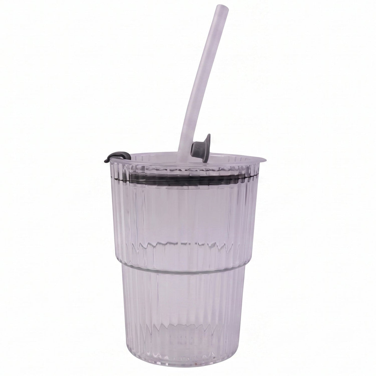 Plastic Tumbler with Lid – 450ml Reusable, Clear – alternate view