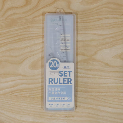 Packaged student geometry ruler set in box for easy storage