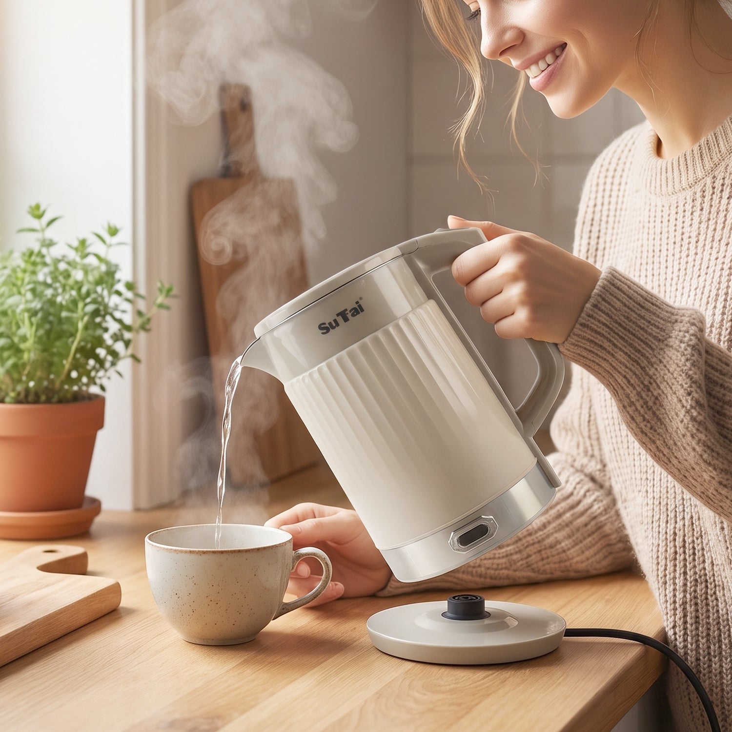 Fast boiling water kettle for tea, coffee and noodles