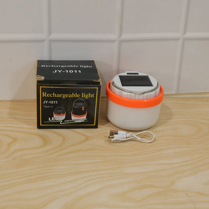 Foldable solar camping lantern with rechargeable LED for travel