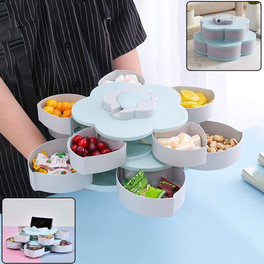 Rotating Candy Dish Flower Shape Multi Section Snack Box