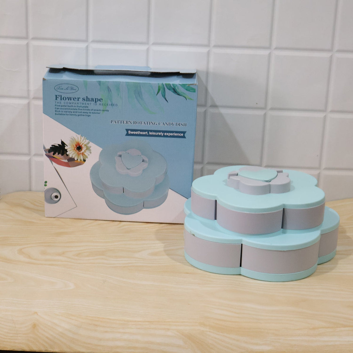 Rotating Candy Dish Flower Shape Multi Section Snack Box – view 9