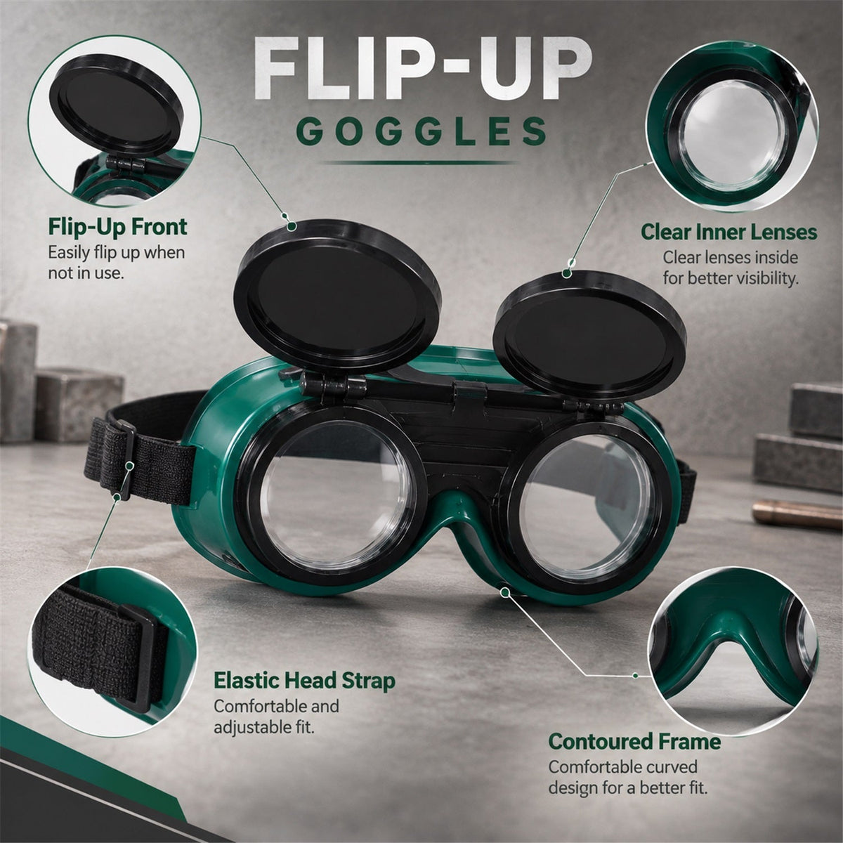 Welding Goggles – Flip-Up Anti-Radiation Protection – view 7