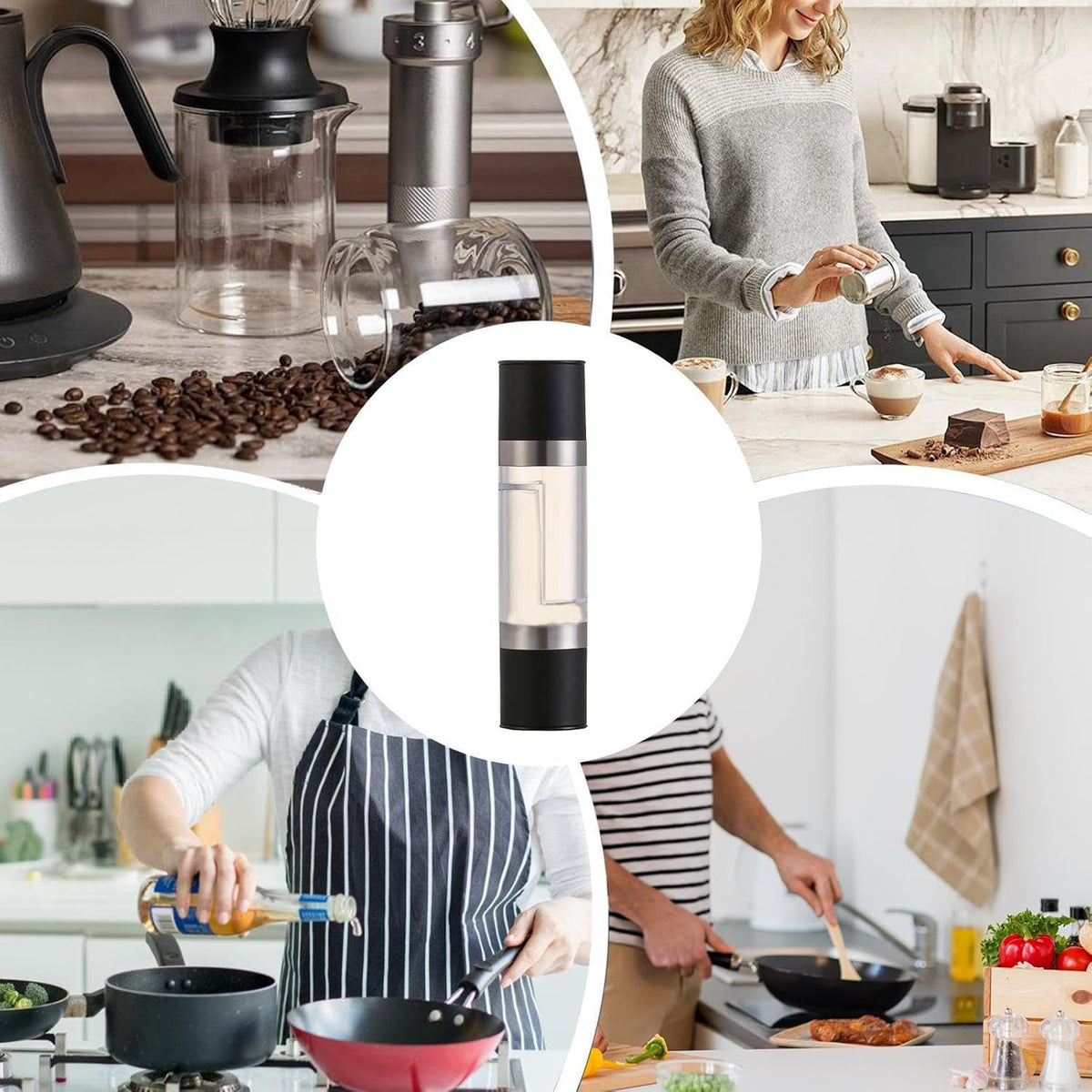 Salt and Pepper Grinder – 2-in-1 Stainless Steel Manual – detail view