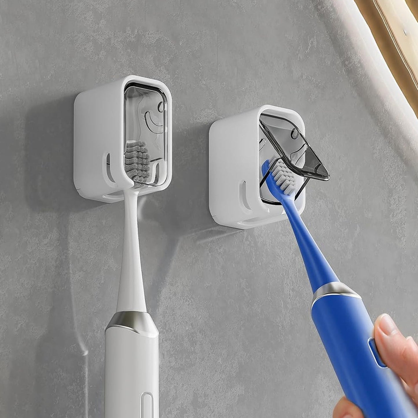 Wall mount toothbrush holder bathroom