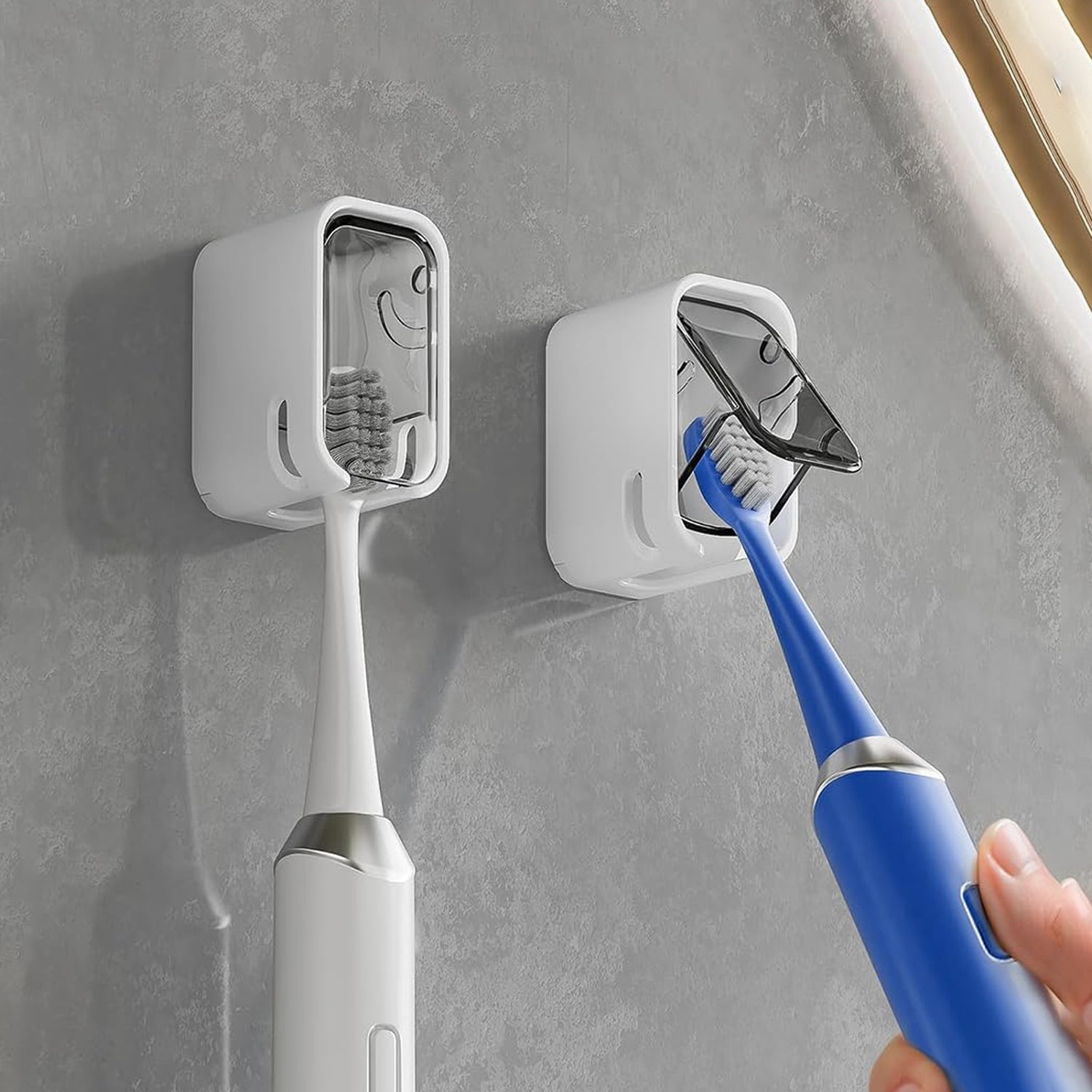 Wall mount toothbrush holder bathroom