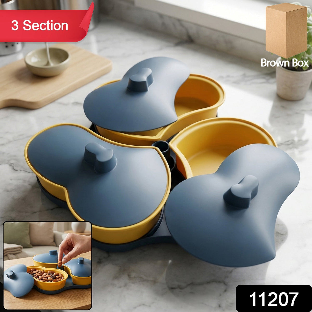 Multipurpose Snack Serving Tray with Lid – Elegant – side view