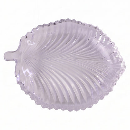 Elegant glass serving tray with leaf motif for festive tables