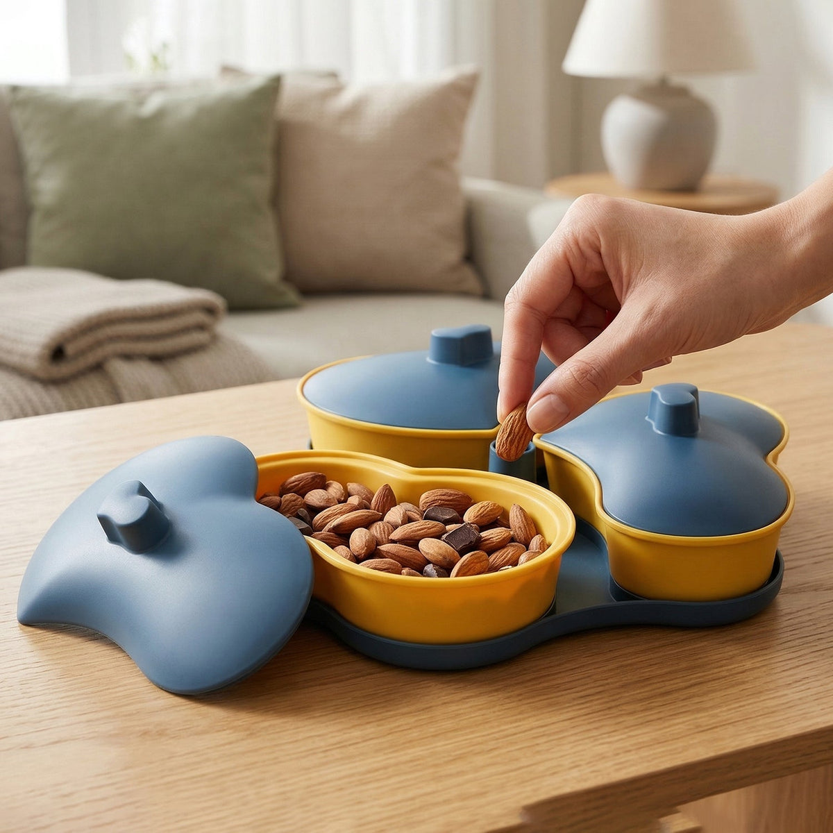 Multipurpose Snack Serving Tray with Lid – Elegant – close-up