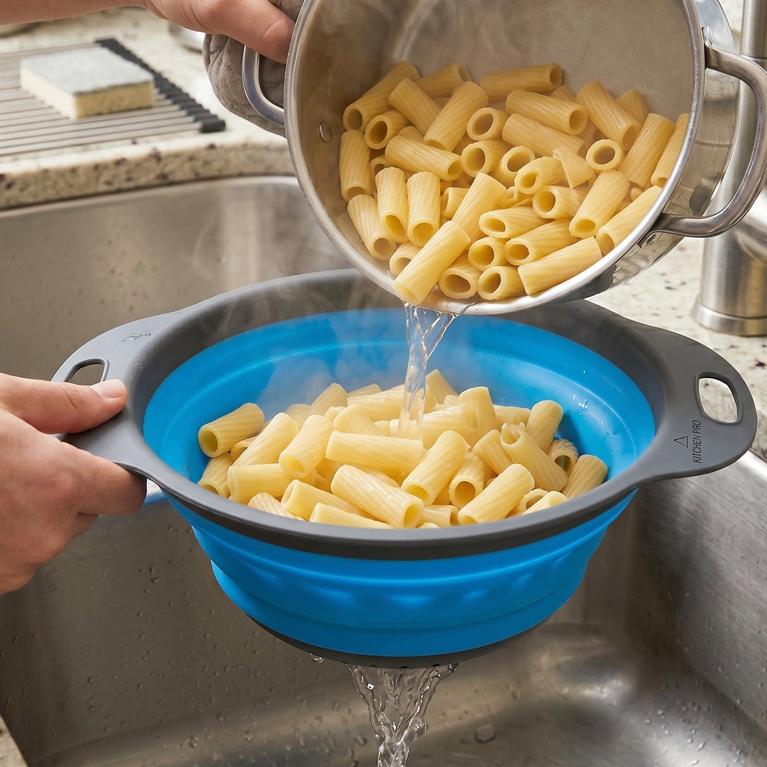 Collapsible colander easy draining