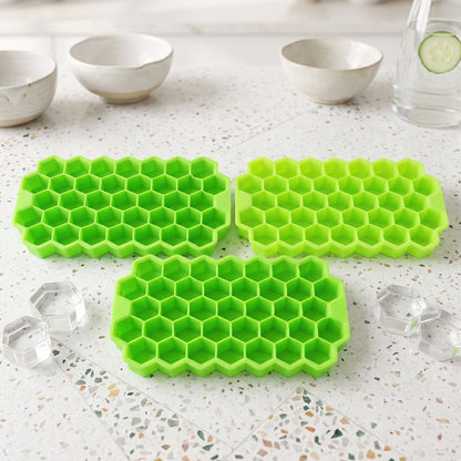 Freezer safe silicone ice cube trays with tiny honeycomb cells