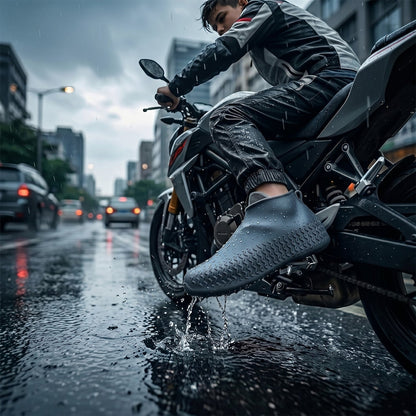 Close-up of rain shoe cover sole with anti-slip texture shoe covers