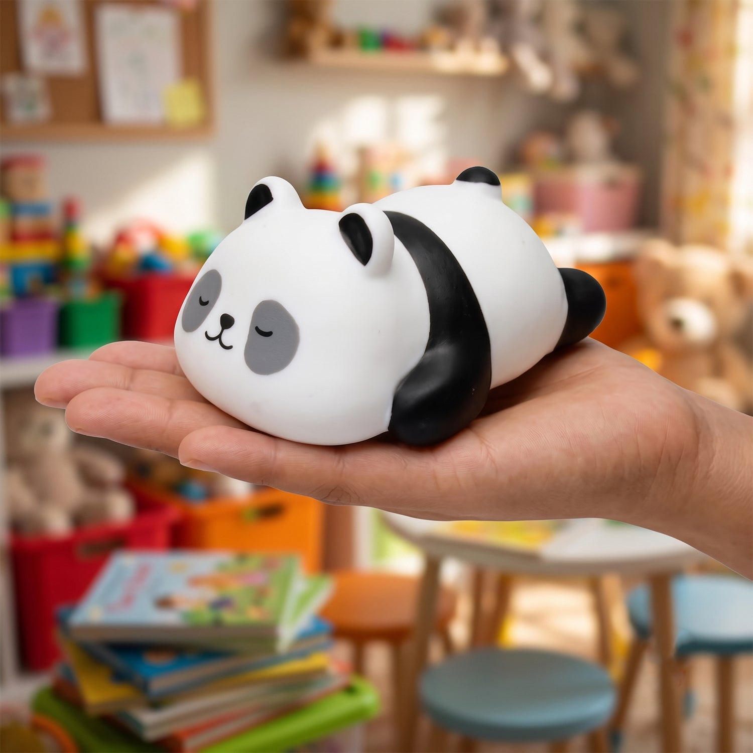 Portable sleeping panda LED night light for nursery and bedside