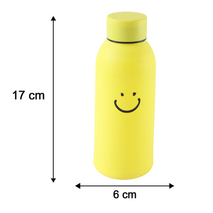 400 ML Smiley Face Glass Travel Water Bottle with Silicone Sleeve (1 Pc)