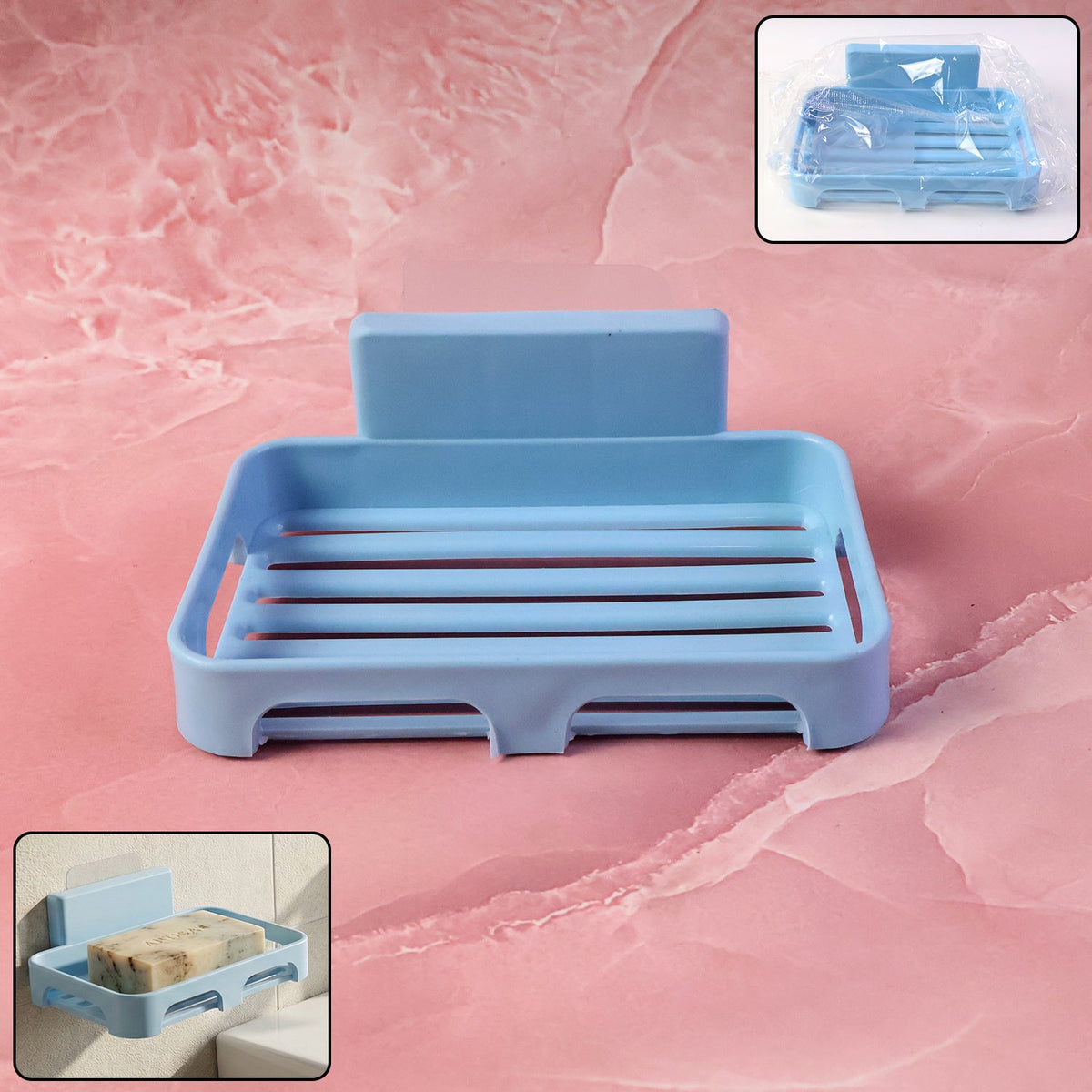 Plastic Soap Dish with Drain Slots – Self-Adhesive Wall – side view