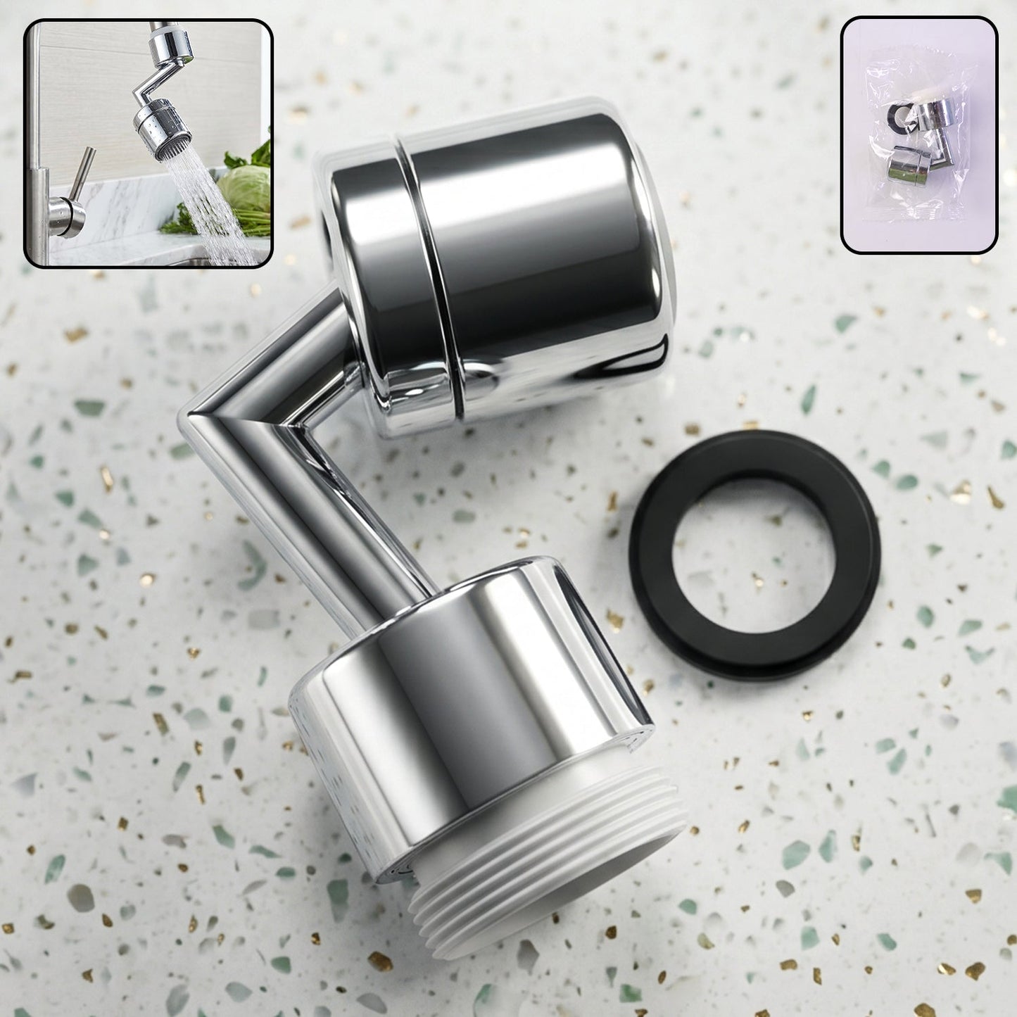 Splash filter faucet aerator swivel
