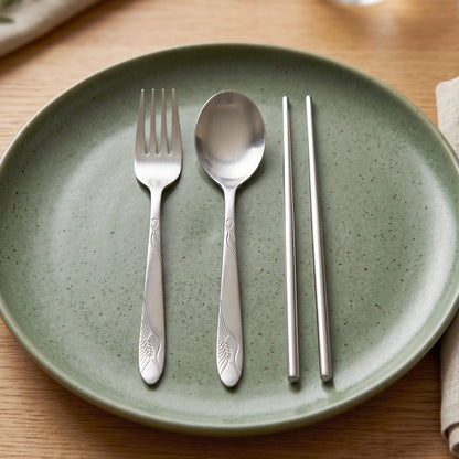 Compact portable utensil kit with pouch for dining out