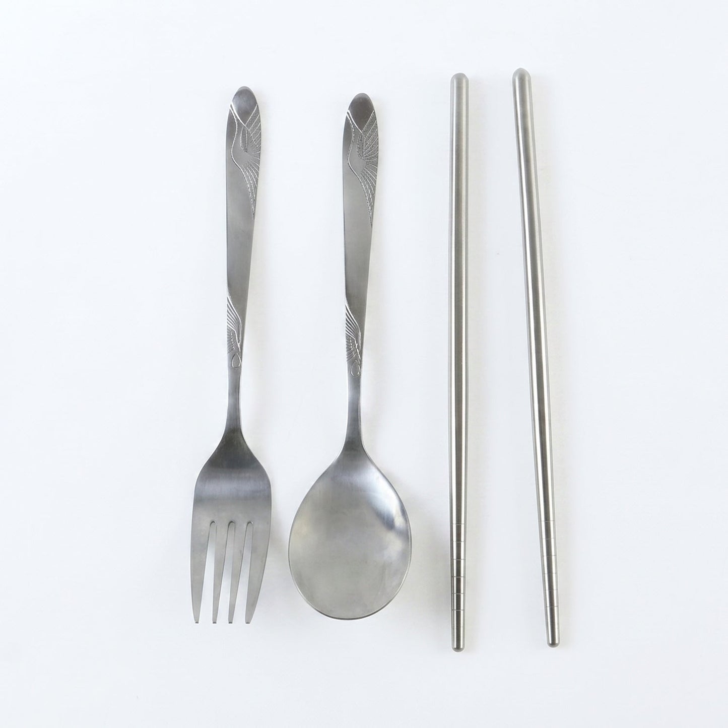 Eco friendly reusable cutlery with fork, spoon and chopsticks