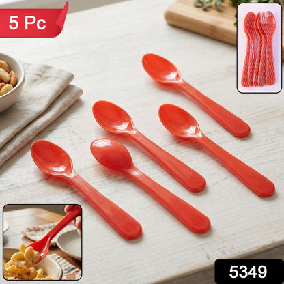 Plastic Spoon set – 5 pc Heat-Resistant ABS – side view