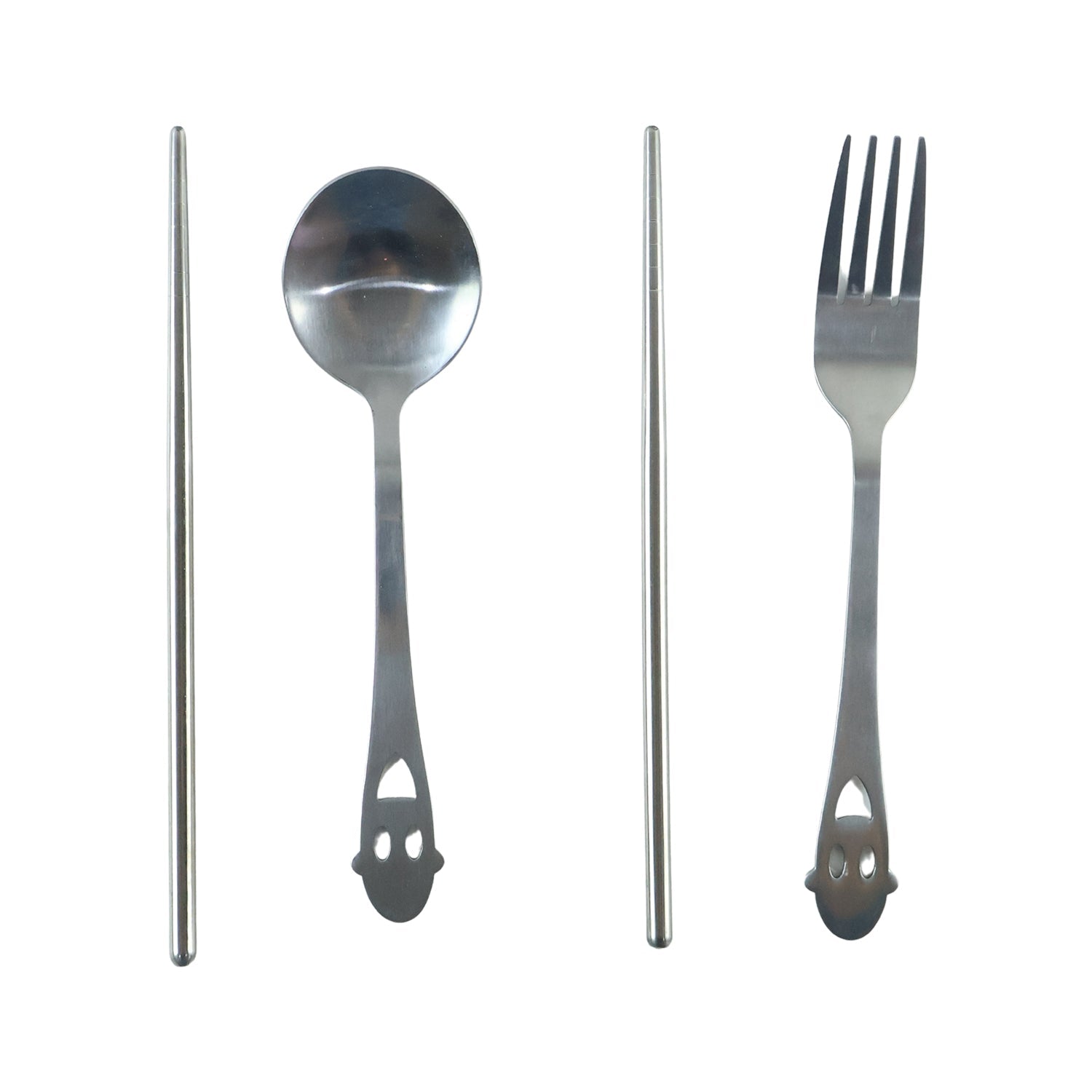 Eco friendly reusable utensils with spoon, fork and chopsticks