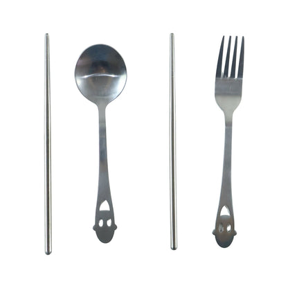 Eco friendly reusable utensils with spoon, fork and chopsticks