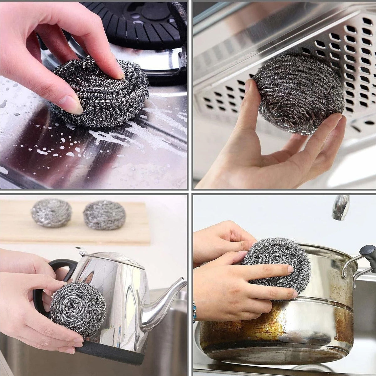 Stainless Steel Scrubber – Heavy Duty Kitchen Cleaning Tool – detail view