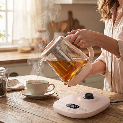 Electric glass kettle with temperature control for tea and coffee