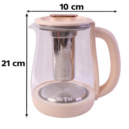 Cordless glass tea maker with infuser for loose leaf tea