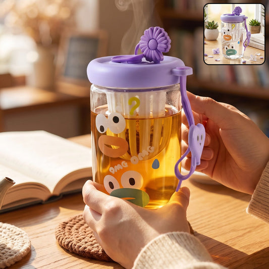 Glass Fruit Tea Sipper Cup 500 ml with Infuser Strainer